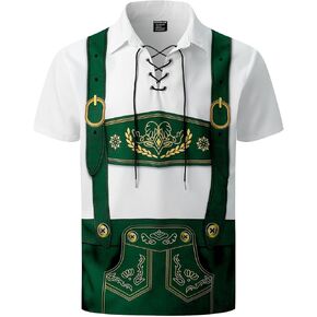 LINOCOUTON Men's Oktoberfest Lederhosen Costume Pirate Halloween Shirt
