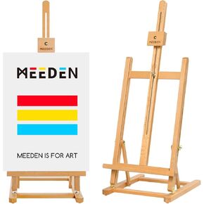 MEEDEN Large Wooden Tabletop H-Frame Easel, 38'' High, Solid Beech Wood Table Easel for Painting Canvas 25'' Max, Studio Desktop Art Easel Stand for Painting & Displaying,for Artists & Beginners
