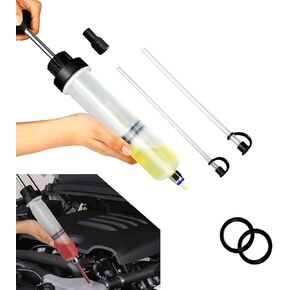 1 PC Car Portable Fuel Extraction Pump, Manual Oil Change Filler with Hose, Double Rubber Ring Design Oil Change Suction Pump, Universal for Automotive Fuel Transfer Accessories (White)