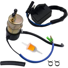 49040-1055 12v Electric Fuel Pump for Kawasaki Mule 2510 3010 3000 3020 2500 2520 1000 (8mm In/Outlet) with 27034-1053 Fuel Pump Cut Off Relay