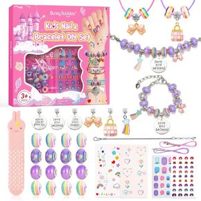 Kids Toys Bracelet Making Kit, Charms Jewelry Kit for Girls Kid Makeup Toy, Friendship Bracelet Necklace Set for Children Toddler, Arts and Crafts for 4 5 6 7 8 9 10 11 12 Years Old Girl Birthday Gift