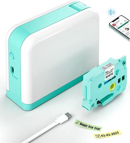 صانع الملصقات Labeler P3200، آلة طابعة ملصقات بلوتوث محمولة، تدعم iOS Android، مع مغلفة، هدية للنساء والرجال والمنزل والمكتب والمدرسة، شاحن من النوع C - أخضر in Saudi Arabia