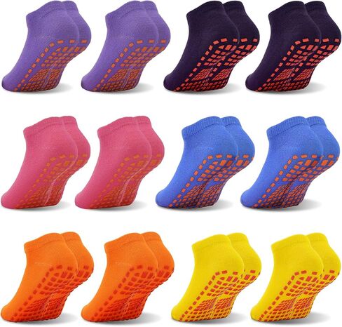 Tphon Kids Anti-Slip Trampoline Socks for Boys and Girls Ankle Sticky Socks Premium Comfort for 2-9 Years Kids 9/12 Pairs in Saudi Arabia