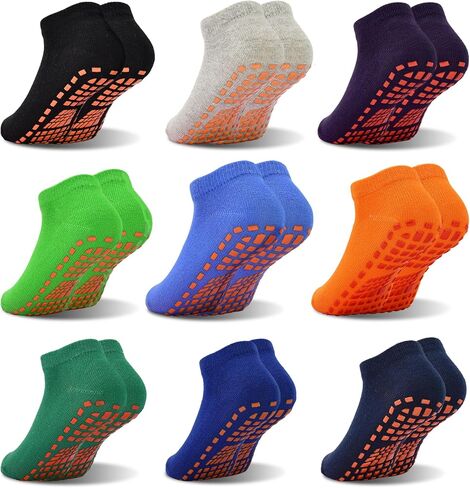 Tphon Kids Anti-Slip Trampoline Socks for Boys and Girls Ankle Sticky Socks Premium Comfort for 2-9 Years Kids 9/12 Pairs in Saudi Arabia