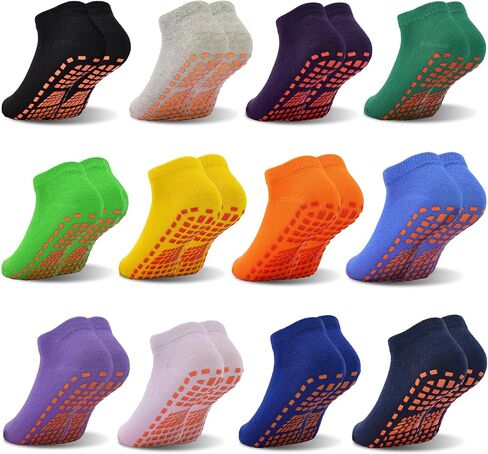 Tphon Kids Anti-Slip Trampoline Socks for Boys and Girls Ankle Sticky Socks Premium Comfort for 2-9 Years Kids 9/12 Pairs in Saudi Arabia