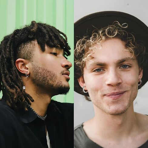 أقراط للرجال والنساء، Funtopia 8 أزواج من الأقراط المصنوعة من الفولاذ المقاوم للصدأ مجموعة أقراط دائرية على الطراز القوطي، أقراط فضية على شكل تنين وجمجمة، مجوهرات ثقب الموضة in Kuwait