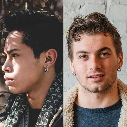 أقراط للرجال والنساء، Funtopia 8 أزواج من الأقراط المصنوعة من الفولاذ المقاوم للصدأ مجموعة أقراط دائرية على الطراز القوطي، أقراط فضية على شكل تنين وجمجمة، مجوهرات ثقب الموضة in Kuwait