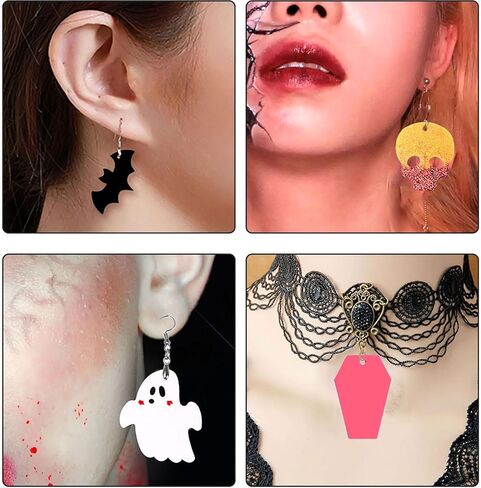 3 قطع من قالب السيليكون لحلق الهالوين مع فتحة 34 تجاويف جمجمة اليقطين الخفافيش التابوت شبح قطرة الدم القمر القلب مهرجان الديكور سلسلة المفاتيح قلادة راتنجات الايبوكسي قالب صنع المجوهرات أداة in Kuwait