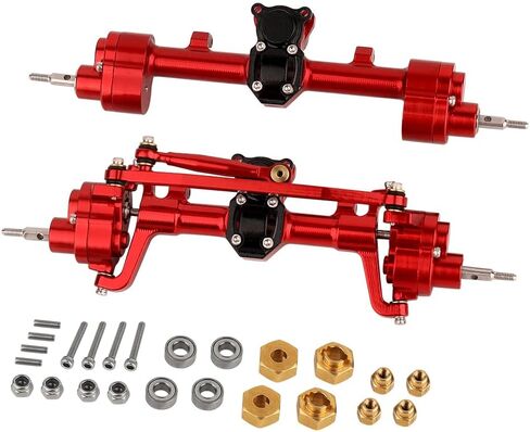 CVD تصلب RC 1/24 RC الزاحف سيارة CNC الألومنيوم الأمامي والخلفي المحور البوابة لمحور SCX24 90081 C10 أجزاء ترقية جيب (فضي) in Saudi Arabia