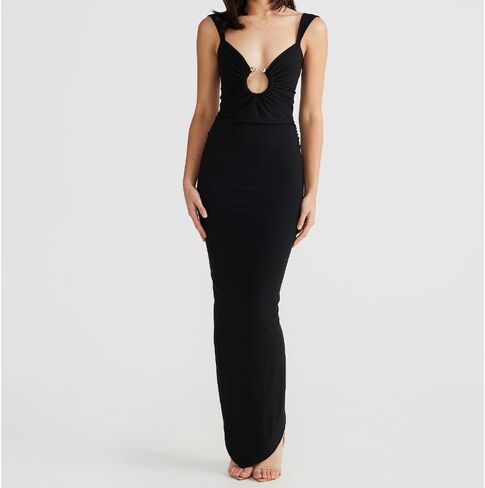 Women Sexy Backless Dress V Neck Sleeveless Open Back Split Maxi Dress Party Cocktail Bodycon Long Dress in Kuwait