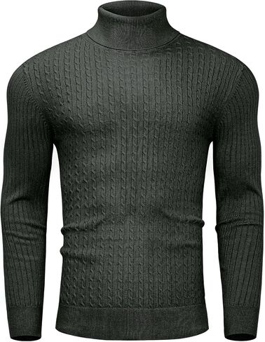 Alimens & Gentle Mens Turtleneck Slim Fit Sweater Long Sleeve Cable Knitted Twisted Pullover Soft Casual Winter Tops for Men in Saudi Arabia
