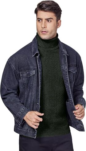 Alimens & Gentle Mens Turtleneck Slim Fit Sweater Long Sleeve Cable Knitted Twisted Pullover Soft Casual Winter Tops for Men in Saudi Arabia