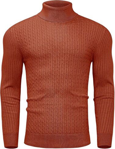 Alimens & Gentle Mens Turtleneck Slim Fit Sweater Long Sleeve Cable Knitted Twisted Pullover Soft Casual Winter Tops for Men in Saudi Arabia