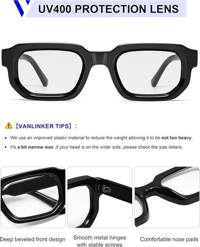 VANLINKER Retro Chunky Rectangle Sunglasses for Men Women Vintage Trendy Square Thick Sun Glasses VL9823 in Saudi Arabia