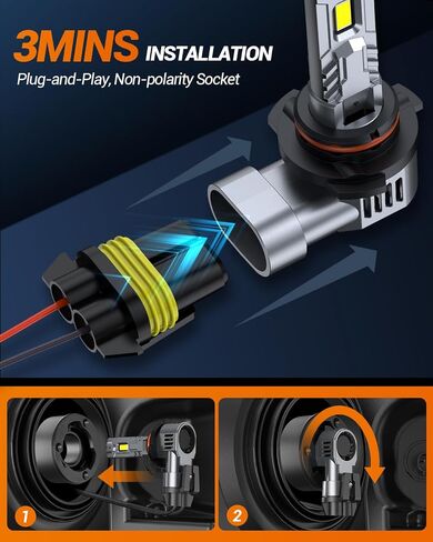 مصابيح الإضاءة SEALIGHT 9005/HB3، مصابيح ضباب بتصميم 1:1 28000LM مع مروحة تبريد 14000 دورة في الدقيقة، Plug-N-Play، حزمة من 2 in Saudi Arabia