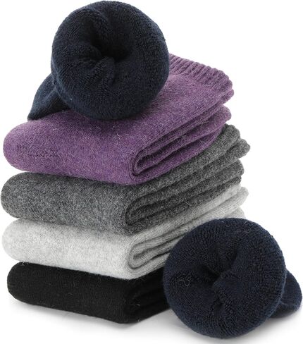 ProEtrade Merino Wool Socks Thermal Warm Winter Thick Hiking Boot Cozy Crew Cabin Comfy for Womens Ladies Work Socks 5 Pack in Saudi Arabia