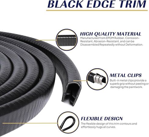 Black Edge Trim U-Channel Rubber Seal Edge Strip with Metal 1/2" X 3/8" - Fit Gap 3/64" to1/4 Car Door Edge Sealing Strip PVC Weather Stripping Metal Side Edge Protector - 26Ft in Saudi Arabia