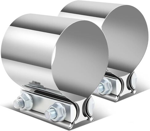 (عبوة من قطعتين) كم مشابك كاتم صوت عادم بشريط مفصل بمؤخرة 3 بوصات، استخدام عالمي لأنبوب القطر الخارجي 3 بوصات، من الفولاذ المقاوم للصدأ in Kuwait