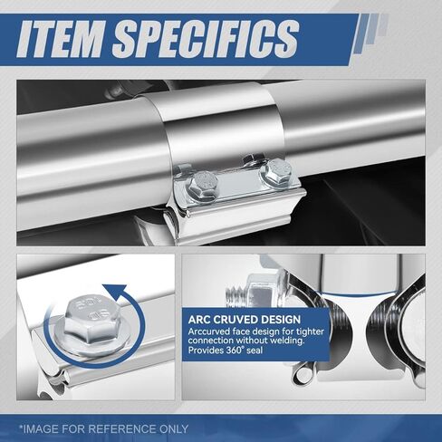 (عبوة من قطعتين) كم مشابك كاتم صوت عادم بشريط مفصل بمؤخرة 3 بوصات، استخدام عالمي لأنبوب القطر الخارجي 3 بوصات، من الفولاذ المقاوم للصدأ in Kuwait