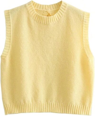 GORGLITTER Women's Open Back Knit Sweater Vest Backless Bow Tie Sleeveless Sweater Tank Tops in Saudi Arabia