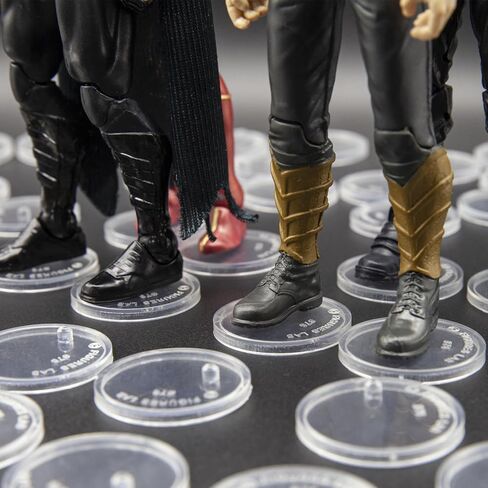 SIXPOINTS 70 Pieces 6 inch Action Figure Stand , Black Plastic Figure Display Holder Base ,Model Support Stands Compatible with 1/12 Marvel Legends /DC/ GI Joe/ MOTU Figure Toy (70Pcs Round(Black)) in Kuwait