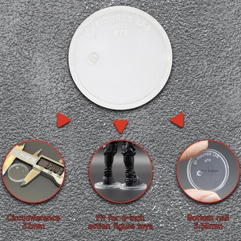 SIXPOINTS 70 Pieces 6 inch Action Figure Stand , Black Plastic Figure Display Holder Base ,Model Support Stands Compatible with 1/12 Marvel Legends /DC/ GI Joe/ MOTU Figure Toy (70Pcs Round(Black)) in Kuwait