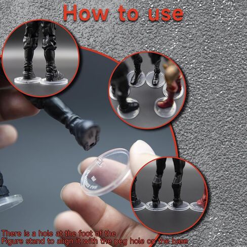 SIXPOINTS 70 Pieces 6 inch Action Figure Stand , Black Plastic Figure Display Holder Base ,Model Support Stands Compatible with 1/12 Marvel Legends /DC/ GI Joe/ MOTU Figure Toy (70Pcs Round(Black)) in Kuwait