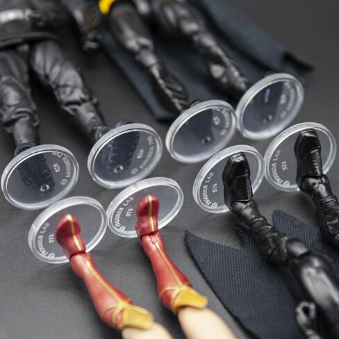 SIXPOINTS 70 Pieces 6 inch Action Figure Stand , Black Plastic Figure Display Holder Base ,Model Support Stands Compatible with 1/12 Marvel Legends /DC/ GI Joe/ MOTU Figure Toy (70Pcs Round(Black)) in Kuwait