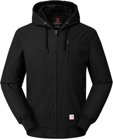 Rdruko Men's Work Jackets Flannel Lined Insulated Cotton Workwear Hooded Winter Coats in Kuwait