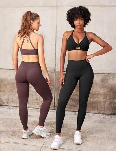 VOYJOY Womens Scrunch Workout Leggings Compression Butt Lifting Mid High Waist 26 Inches Seamless V Back Yoga Pants in Kuwait