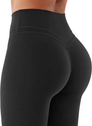 VOYJOY Womens Scrunch Workout Leggings Compression Butt Lifting Mid High Waist 26 Inches Seamless V Back Yoga Pants in Kuwait