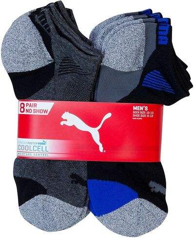 Puma Men's No show Sport Socks, Moisture Control, Arch Support (8 Pair) SOCK SIZE 10-13 SHOE SIZE 6-12 in Saudi Arabia