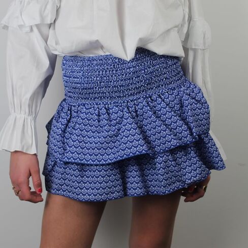 Women Layered Ruffle Hem Skirt Floral Boho Mini Skirt Smocked A Line Pleated Skirt Tiered Short Skirt in Saudi Arabia