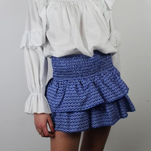 Women Layered Ruffle Hem Skirt Floral Boho Mini Skirt Smocked A Line Pleated Skirt Tiered Short Skirt in Saudi Arabia