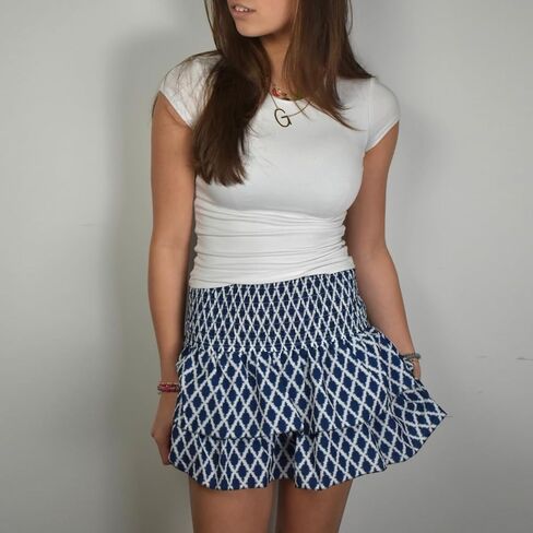 Women Layered Ruffle Hem Skirt Floral Boho Mini Skirt Smocked A Line Pleated Skirt Tiered Short Skirt in Saudi Arabia