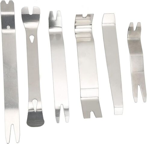 مجموعة أدوات إزالة حواف السيارة، 6 قطع مجموعة أدوات إزالة حواف السيارة من الفولاذ المقاوم للصدأ الصلب المقاوم للصدأ أدوات فك المشبك العالمي لصوت نافذة الباب in Kuwait