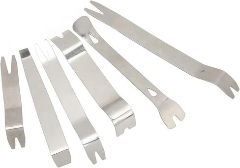 مجموعة أدوات إزالة حواف السيارة، 6 قطع مجموعة أدوات إزالة حواف السيارة من الفولاذ المقاوم للصدأ الصلب المقاوم للصدأ أدوات فك المشبك العالمي لصوت نافذة الباب in Kuwait