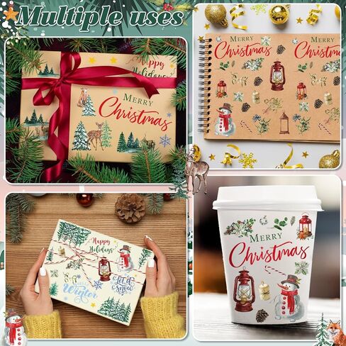 Sayglossy 4 Rolls Winter Christmas Tree Washi Tape Set Merry Christmas Now Pre-Cut Snowman Stickers Greenery Winter Forest Tape Mistletoe Elk Stickers for Scrapbook DIY Craft Gift Wrapping Supplies in Saudi Arabia