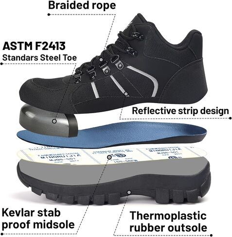 Steel Toe Boots for Men Women Comfortable Puncture Proof Safety Work Shoes for Indestructible Construction Working and Daily Wear in Saudi Arabia