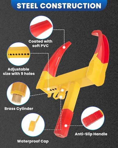 قفل عجلة عالمي مضاد للسرقة، قفل عجلة مقطورة قابل للتعديل، قفل أمان الإطارات، قفل مضاد للسرقة لسيارة ATV RV SUV وعربة الجولف والقوارب والدراجات النارية in Kuwait