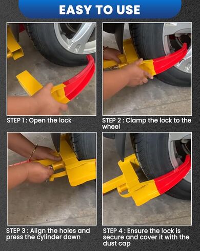 قفل عجلة عالمي مضاد للسرقة، قفل عجلة مقطورة قابل للتعديل، قفل أمان الإطارات، قفل مضاد للسرقة لسيارة ATV RV SUV وعربة الجولف والقوارب والدراجات النارية in Kuwait