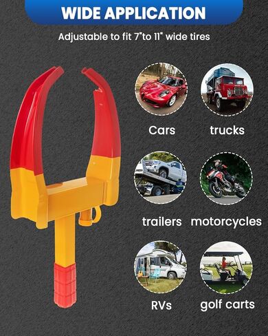 قفل عجلة عالمي مضاد للسرقة، قفل عجلة مقطورة قابل للتعديل، قفل أمان الإطارات، قفل مضاد للسرقة لسيارة ATV RV SUV وعربة الجولف والقوارب والدراجات النارية in Kuwait