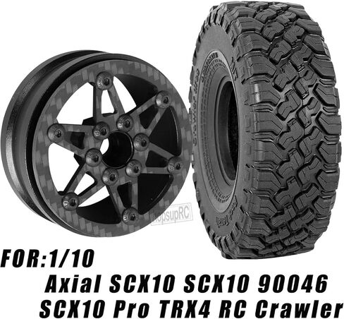 RC Carbon Fibre 1.9in Beadlock Wheel Rim&1.9in Tires Tyres for 1/10 SCX10 SCX10II SCX10III 90046 TRX4 D90.1.9in Tires Tyres Aolly Wheel Hub Rim Wheel Rim 1.9inch Beadlock.(Style A) in Saudi Arabia
