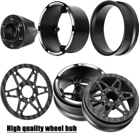 RC Carbon Fibre 1.9in Beadlock Wheel Rim&1.9in Tires Tyres for 1/10 SCX10 SCX10II SCX10III 90046 TRX4 D90.1.9in Tires Tyres Aolly Wheel Hub Rim Wheel Rim 1.9inch Beadlock.(Style A) in Saudi Arabia