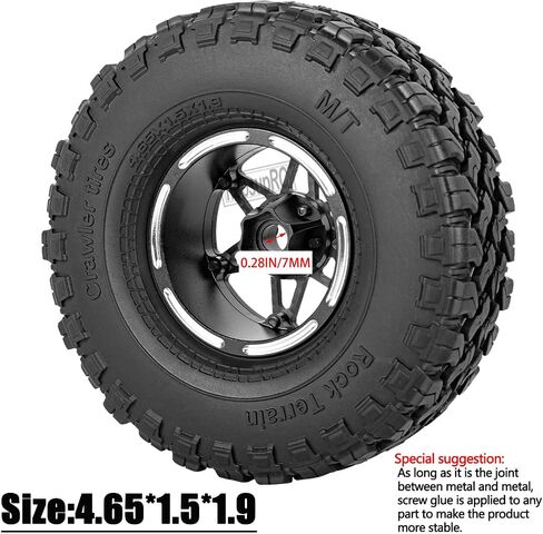 RC Carbon Fibre 1.9in Beadlock Wheel Rim&1.9in Tires Tyres for 1/10 SCX10 SCX10II SCX10III 90046 TRX4 D90.1.9in Tires Tyres Aolly Wheel Hub Rim Wheel Rim 1.9inch Beadlock.(Style A) in Saudi Arabia