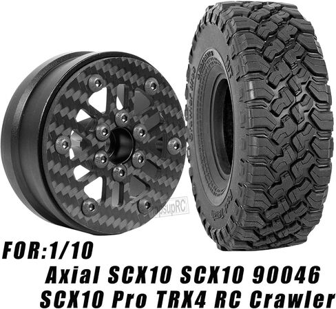 RC Carbon Fibre 1.9in Beadlock Wheel Rim&1.9in Tires Tyres for 1/10 SCX10 SCX10II SCX10III 90046 TRX4 D90.1.9in Tires Tyres Aolly Wheel Hub Rim Wheel Rim 1.9inch Beadlock.(Style A) in Saudi Arabia
