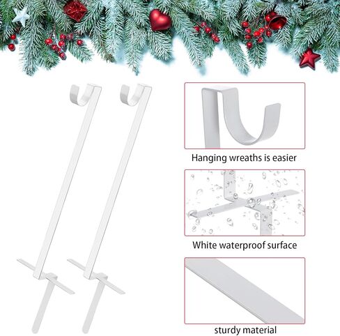 Therwen 2 جهاز كمبيوتر شخصى عيد الميلاد إكليل إكليل حامل إكليل حامل للمقبرة في الأرض علامة إكليل إكليل شماعات لعيد الميلاد التذكاري يوم قبر الديكور، أبيض in Kuwait