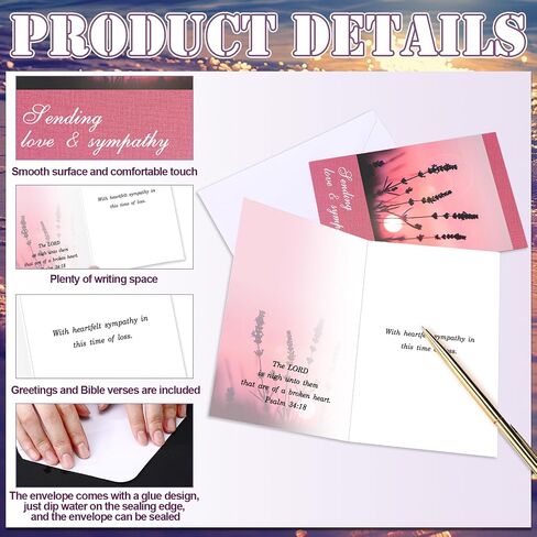 Gersoniel 36 Pcs Religious Sympathy Cards with Scripture Christian Sympathy Cards with Envelopes Christian Anniversary Cards Sympathy Cards Faith Based Christian Condolence Cards(Beautiful) in Saudi Arabia
