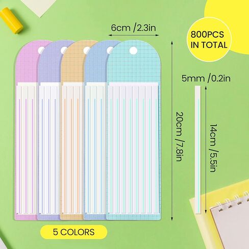 أحدث 800 قطعة من أقلام تحديد الصفحات ذات الشرائط الطويلة، وعلامات تبويب الفهرس مع خطوط، وعلامات تبويب أعلام الصفحات الطويلة الشفافة لقراءة وتدوين الملاحظات، 5 مجموعات in Kuwait