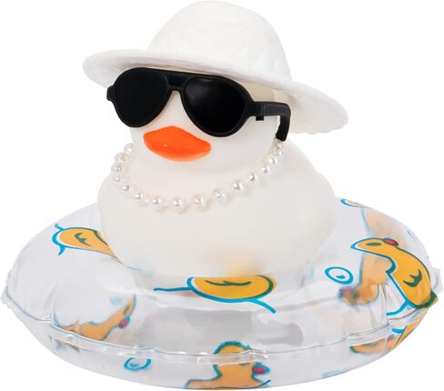 wonuu Pink Cute Car Accessories for Women interior, Rubber Duck, Car Decor Dashboard Decorations Rubber Ducky Pearl Neacklace Car Ducks Rubber Duckies, BG-whiteduck-footballhat-pearl in Saudi Arabia